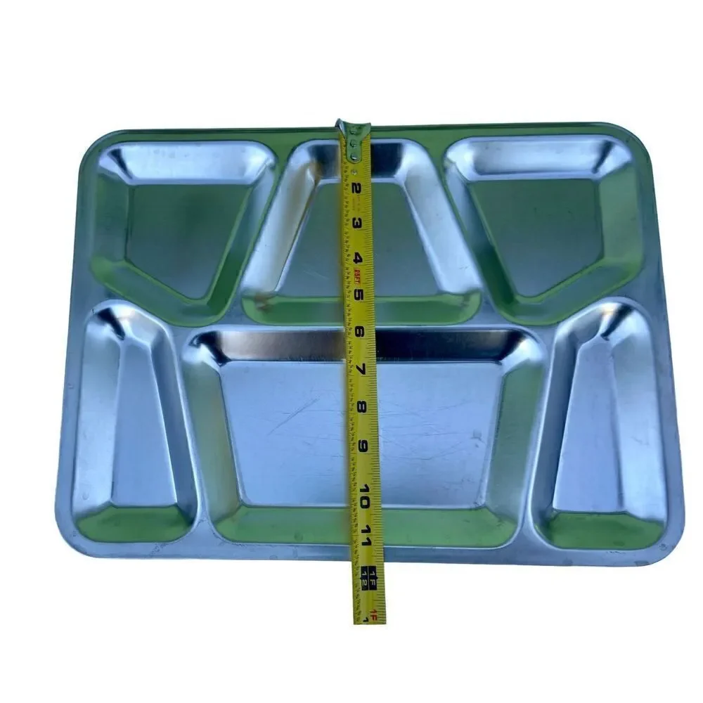 1 Vintage US Military GI Stainless Steel 6 Compartment Mess Hall Tray